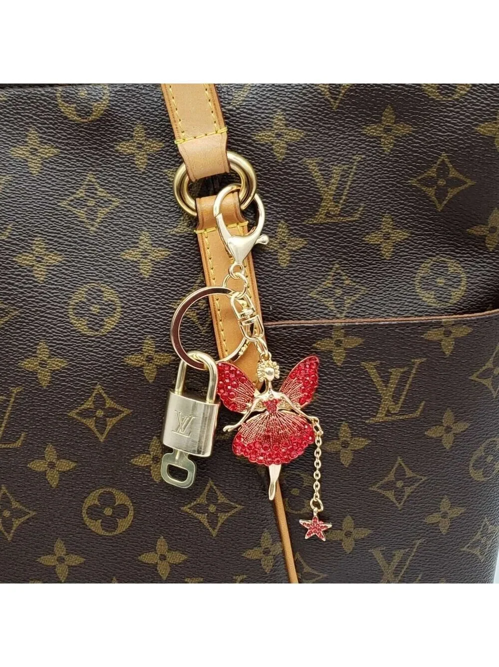 Louis Vuitton Authentic Gold Padlock 🔑 Key + Stylish Bag Unbranded Fairy Charm
